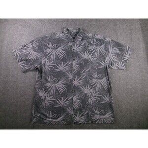 Faded Glory Shirt Men Extra Large Gray Hawaiian Floral Resort Tropical Beach